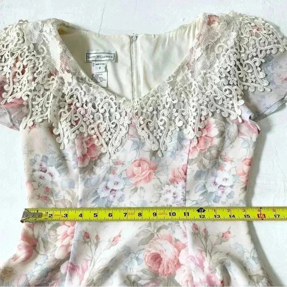 Vintage 90's Y2K Scott McClintock Floral Chiffon Tier Peplum Dress Size 8 - Picture 8 of 11